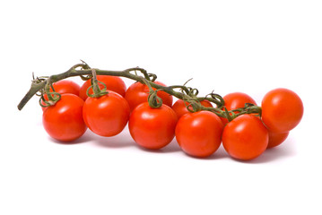 Cherry tomatoes on studio white background.