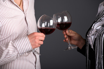 couple with glasses of wine