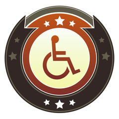 Handicapped or wheelchair symbol on autumn button