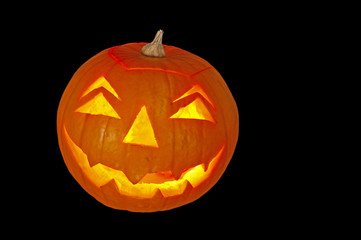 horizontal pumpkin with scary face