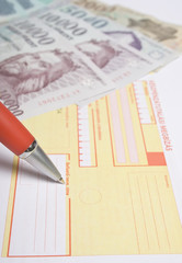 hungarian money transfer form with money from close
