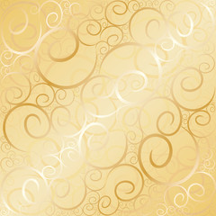 Old gold swirl wallpaper background. Vector illustration.
