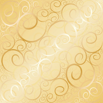 Old Gold Swirl Wallpaper Background. Vector Illustration.