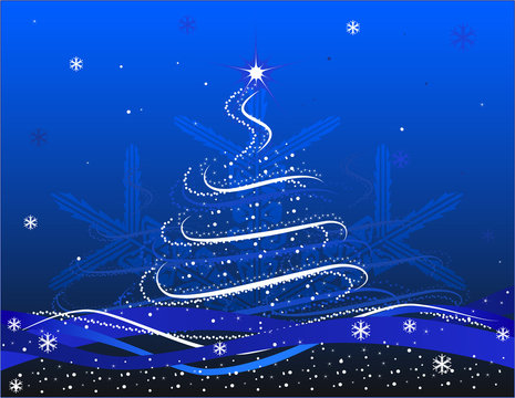 Vector of Christmas tree with snow background