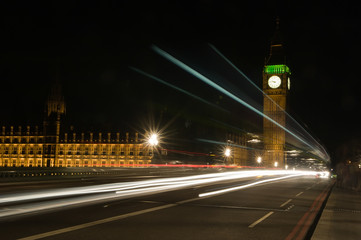 Fototapeta na wymiar London night traffic in motion blur