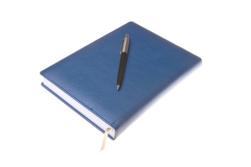 pen on  organizer  isolated on the white background