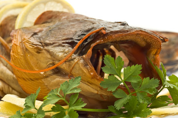 Shore dinner - Bloated sheatfish with lemon and parsley