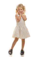 Fototapeta premium Little girl with big patent-leather shoes