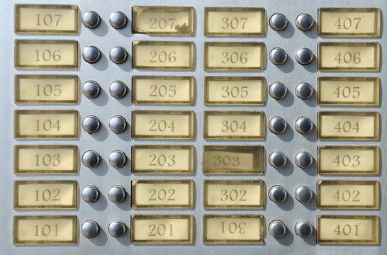 Apartment House Doorbell Plate With Numbers