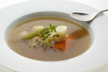 vegetable soup with organic carrot and greek basil