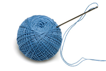 Blue spool of the threads with needle - 17924482