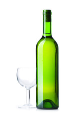Bottle and glass isolated on the white