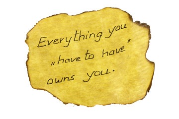 message sagesse papier br&ucirc;l&eacute;