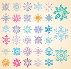 Set of snowflakes.