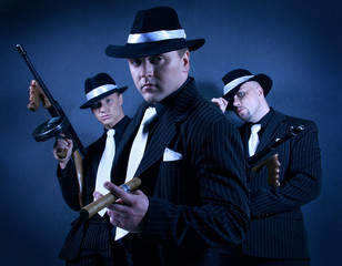 Three gangsters. Gangster gang Photo.
