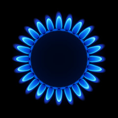 Natural gas flame on a hob. Vector.