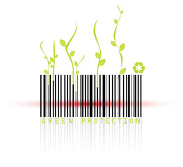 Barcode and red reader beam, conceptual grunge vector