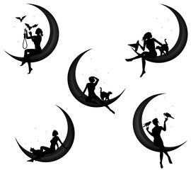 Pretty woman sitting on the crescent