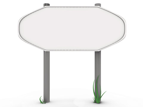 Rounded road sign with grass - 3d image