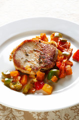 Pork steak with pumpkin sauce