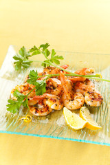 tasty grilled prawn salad