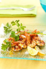 tasty grilled prawn salad