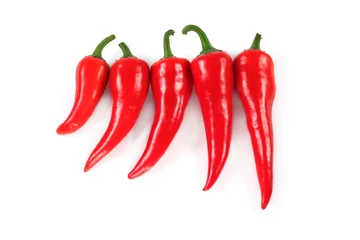 Fotobehang Group of chili peppers isolated © Cobalt