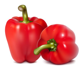 Photorealistic vector illustration of red sweet peppers.