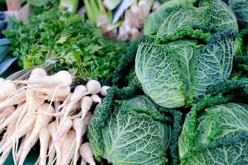 parsley and cabbage - vegetable market