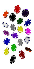 20 Bunte Pokerchips 3D