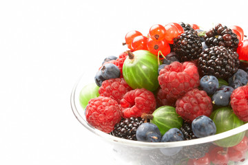 Fruit mix in the glass container