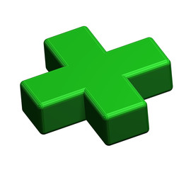 Obraz premium Green cross sign isolated on white