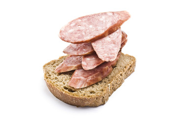Bread and sliced sausage