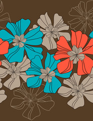 Floral seamless pattern with styled flowers