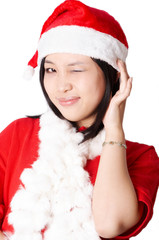 christmas santa woman make a grimace