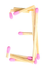 Digit 3 made of matches isolated on white with clipping path