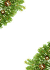 Fototapeta premium Christmas framework with snow and cones