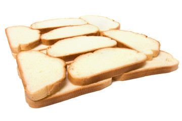sliced baguette isolated on white