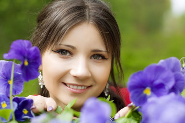 Girl with spring flowers