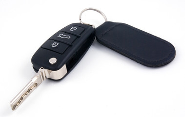 black car key, remote central locking with leather fob