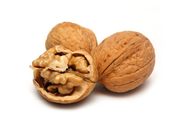 Walnuts isolated on white