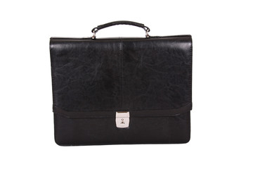 black briefcase isolated on white background