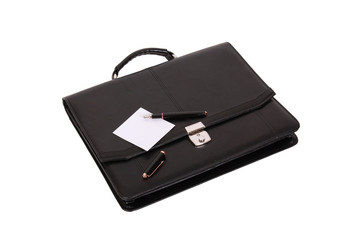 black briefcase isolated on white background
