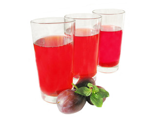 plum juice in glasses