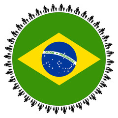 Fototapeta premium Brazilian flag with families