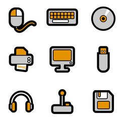 computer objects icon set