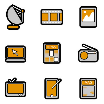electronic object icon set