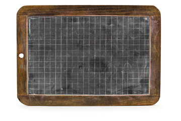 dirty blackboard and slate isolated on white - image