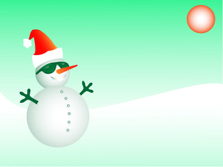 Christmas card, Funky Santa snowman