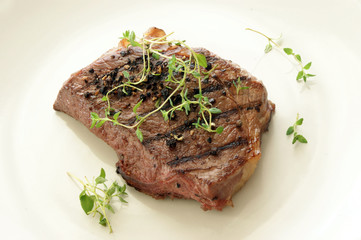 pepper steak with some organic greek basil